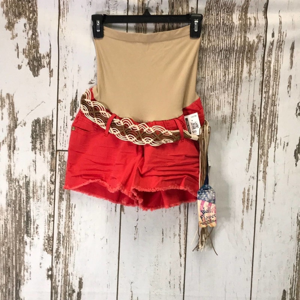 Wall Flower Orange Jean Maternity Shorts